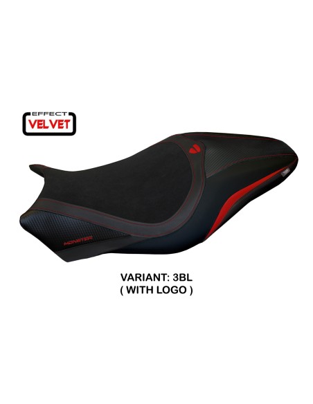 Housse de selle compatible Ducati Monster 821/1200 (17-20) modèle Valencia en velvet