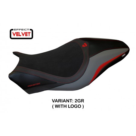 Housse de selle compatible Ducati Monster 821/1200 (14-16) modèle Turis en velvet
