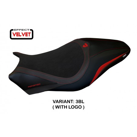 Housse de selle compatible Ducati Monster 821/1200 (14-16) modèle Turis en velvet
