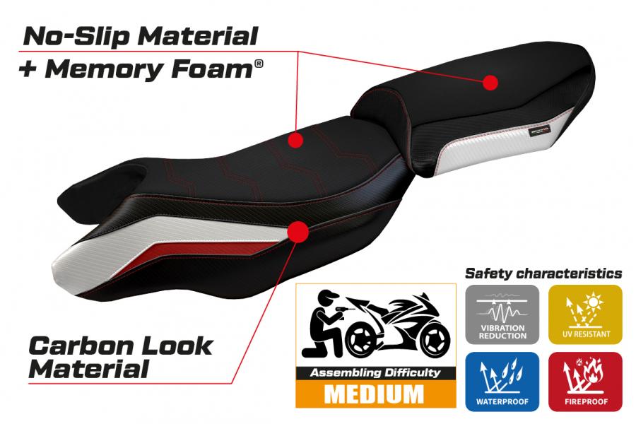 Seat cover compatible BMW R 1250 RS (20-22) Blanco comfort system model