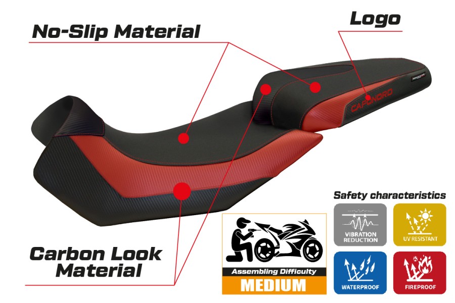 Housse de selle compatible Aprilia Caponord 1200 (13-17) modèle Nuoro 2