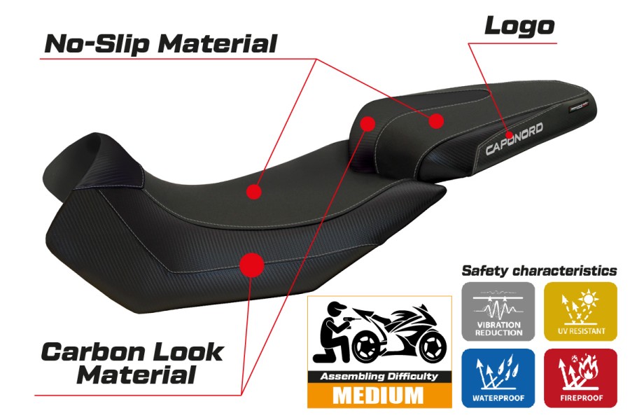 Housse de selle compatible Aprilia Caponord 1200 (13-17) modèle Nuoro 2