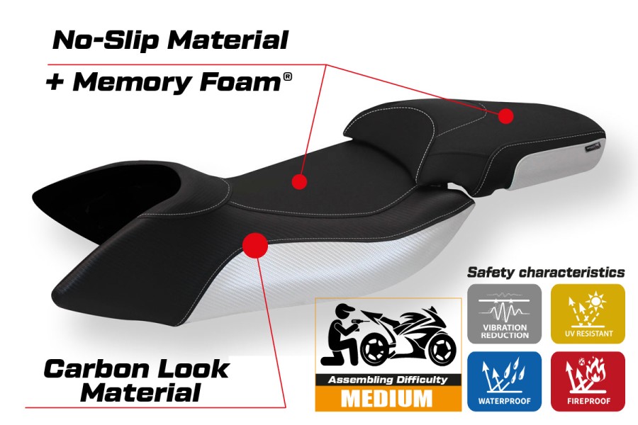 Housse de selle compatible Aprilia Mana 850 (07-16) modèle Praya 1 comfort system