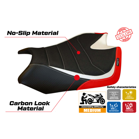 Funda de asiento compatible Aprilia RSV4 (09-20) modelo Barrie special color ultragrip