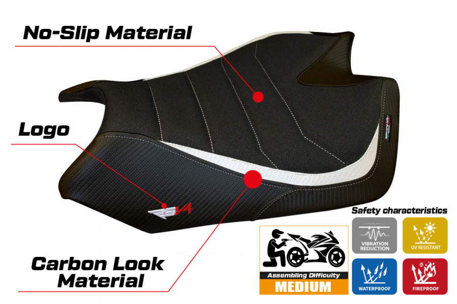 Rivestimento sella compatibile Aprilia RSV4 (09-20) modello Barrie ultragrip