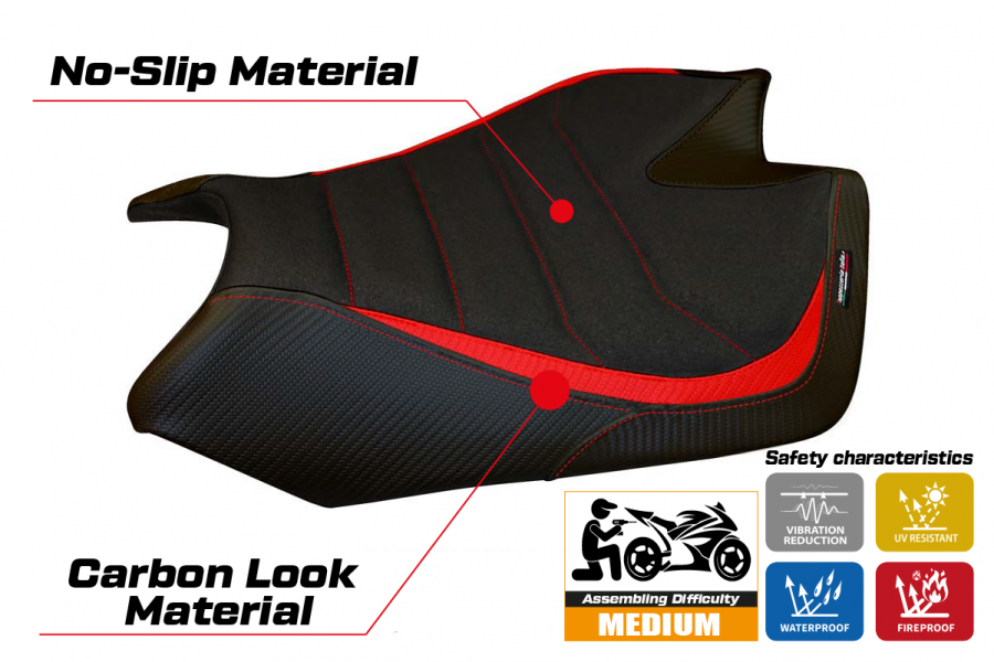 Rivestimento sella compatibile Aprilia RSV4 (09-20) modello Barrie ultragrip