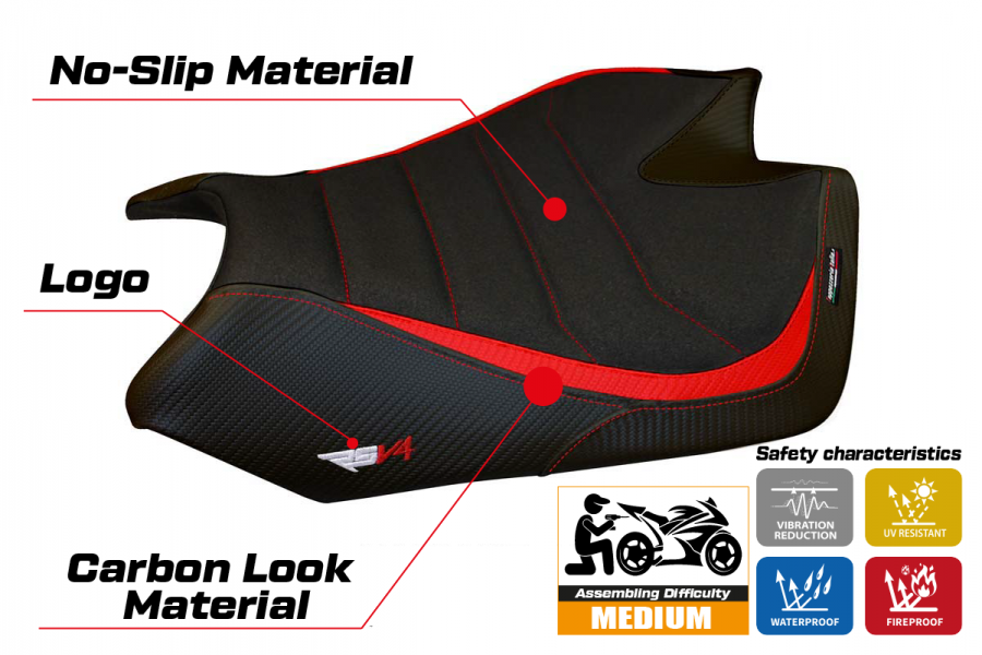 Rivestimento sella compatibile Aprilia RSV4 (09-20) modello Barrie ultragrip