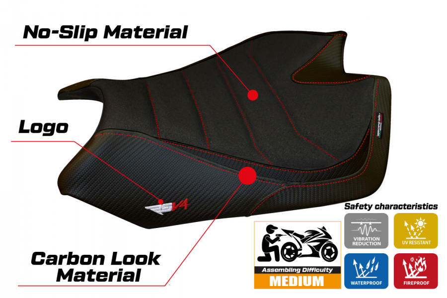 Sitzbezug kompatibel Aprilia RSV4 (09-20) Barrie Ultragrip-Modell