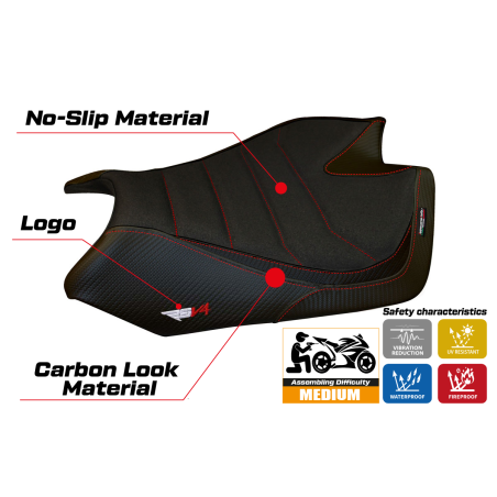 Funda de asiento compatible Aprilia RSV4 (09-20) modelo Barrie ultragrip