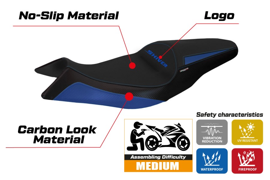 Housse de selle compatible Aprilia Shiver (10-20) modèle Asti 1