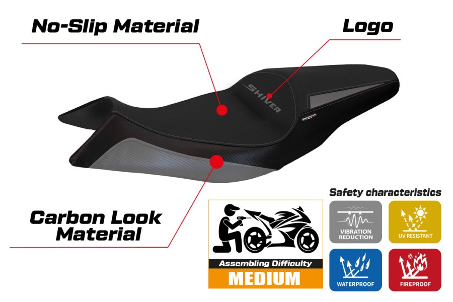 Housse de selle compatible Aprilia Shiver (10-20) modèle Asti 1