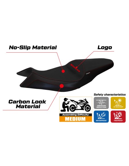 Housse de selle compatible Aprilia Shiver (10-20) modèle Asti 1