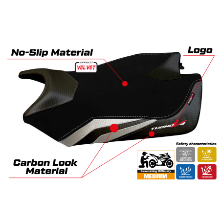 Housse de selle compatible Aprilia Tuono V4 (11-20) modèle velvet Coen