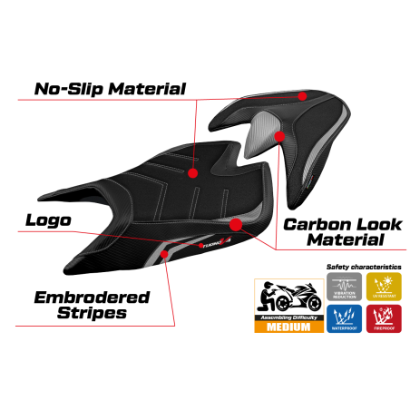 Funda de asiento compatible Aprilia Tuono V4 (21-22) modelo Zuera special color ultragrip