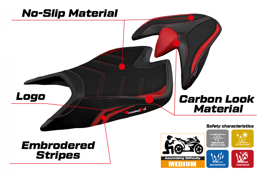 Funda de asiento compatible Aprilia Tuono V4 (21-22) modelo Zuera special color ultragrip