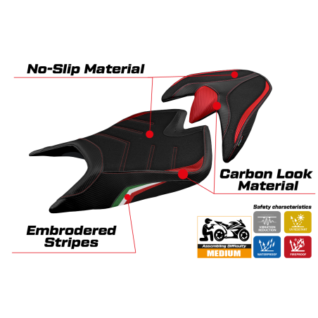 Sitzbezug kompatibel Aprilia Tuono V4 (21-22) Modell Zuera Sonderfarbe Ultragrip