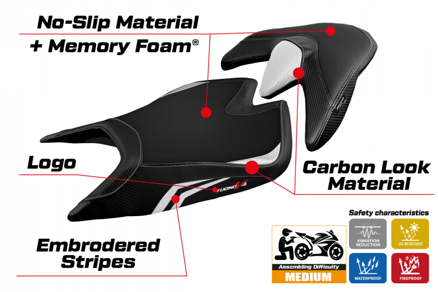 Funda de asiento compatible Aprilia Tuono V4 (21-22) modelo Zuera comfort system special color