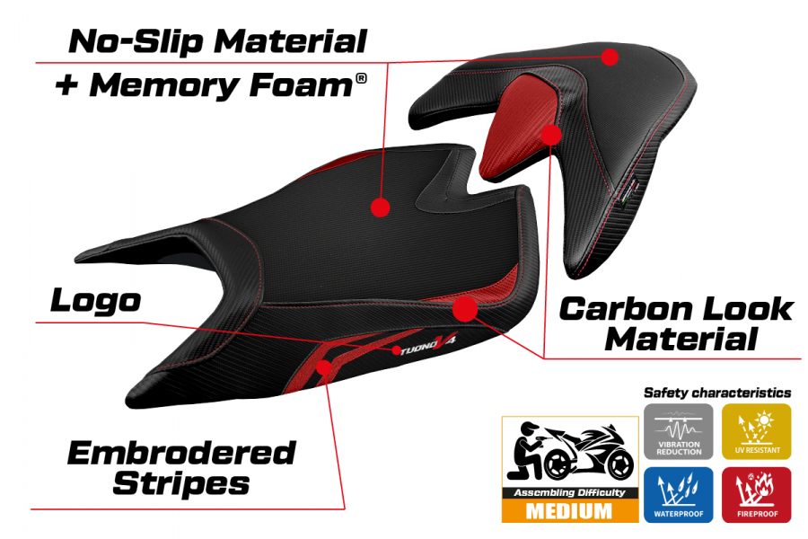 Rivestimento sella compatibile Aprilia Tuono V4 (21-22) modello Zuera special color comfort system