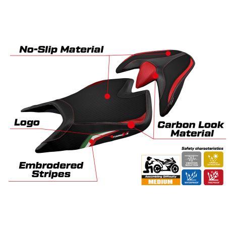 Funda de asiento compatible Aprilia Tuono V4 (21-22) modelo Zuera special color