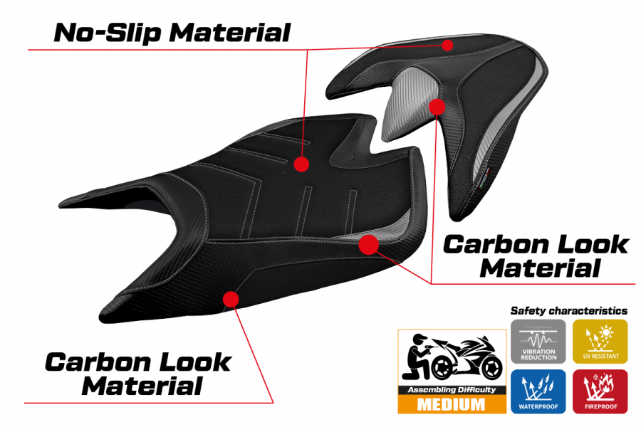 Rivestimento sella compatibile Aprilia Tuono V4 (21-22) modello Zuera ultragrip
