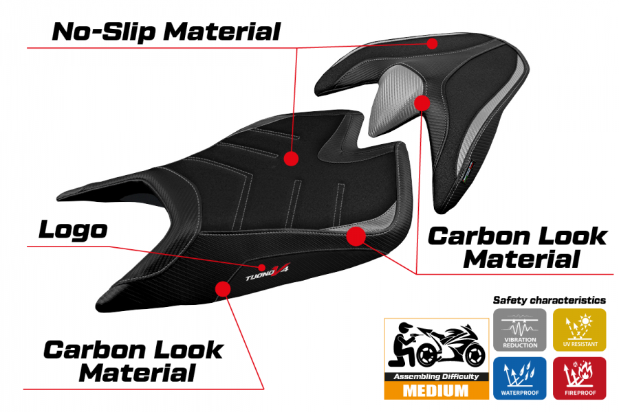 Sitzbezug kompatibel Aprilia Tuono V4 (21-22) Zuera Ultragrip-Modell