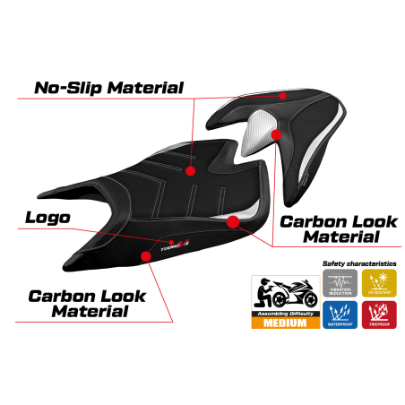 Housse de selle compatible Aprilia Tuono V4 (21-22) modèle Zuera ultragrip