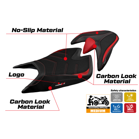 Housse de selle compatible Aprilia Tuono V4 (21-22) modèle Zuera ultragrip