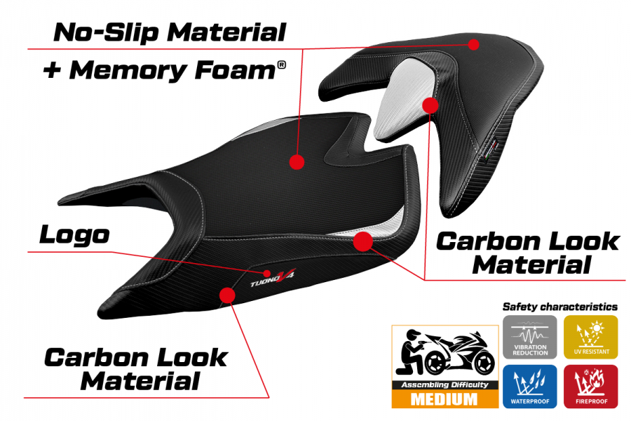 Sitzbezug kompatibel Aprilia Tuono V4 (21-22) modell Zuera comfort system