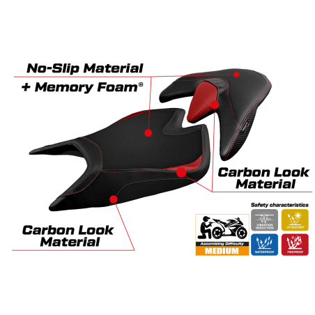 Rivestimento sella compatibile Aprilia Tuono V4 (21-22) modello Zuera comfort system