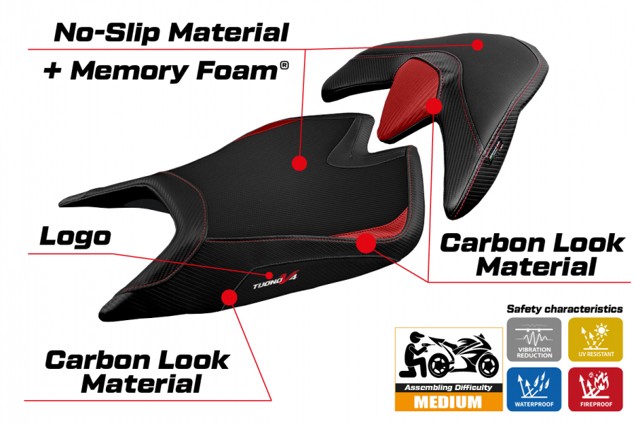 Rivestimento sella compatibile Aprilia Tuono V4 (21-22) modello Zuera comfort system