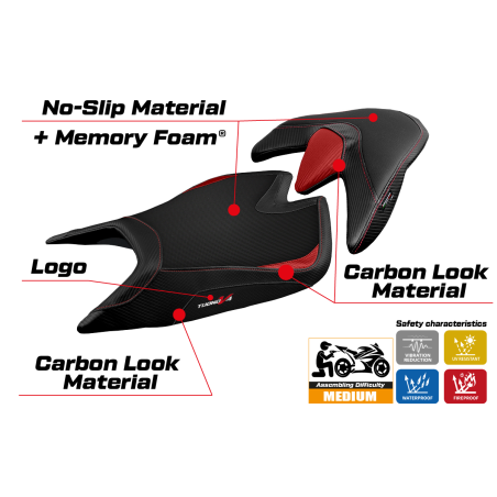 Rivestimento sella compatibile Aprilia Tuono V4 (21-22) modello Zuera comfort system