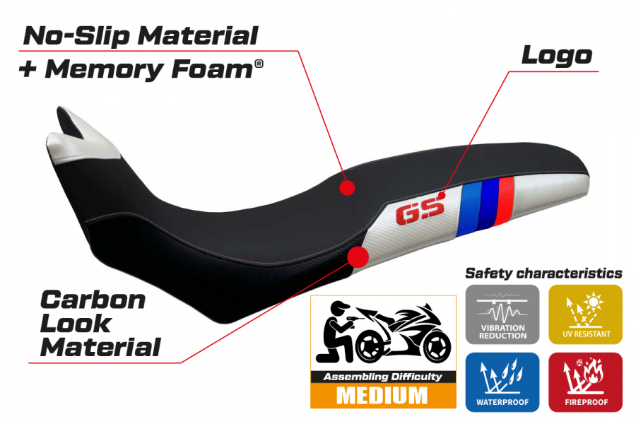 Seat cover compatible BMW F 700/800 GS (08-18) Barone Anniversary comfort system model