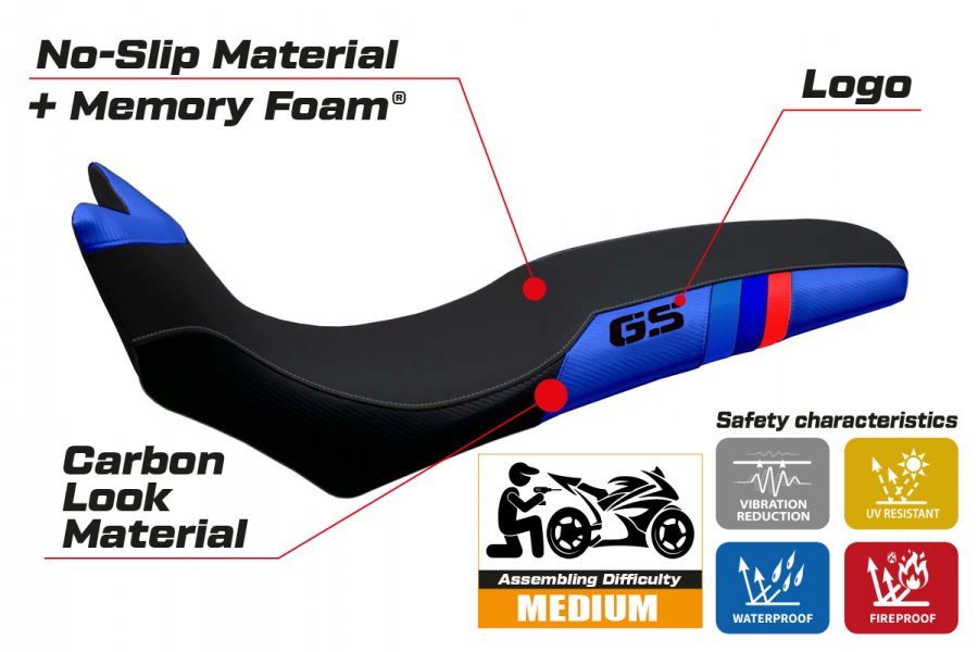 Rivestimento sella compatibile BMW F 700/800 GS (08-18) modello Barone Anniversary comfort system