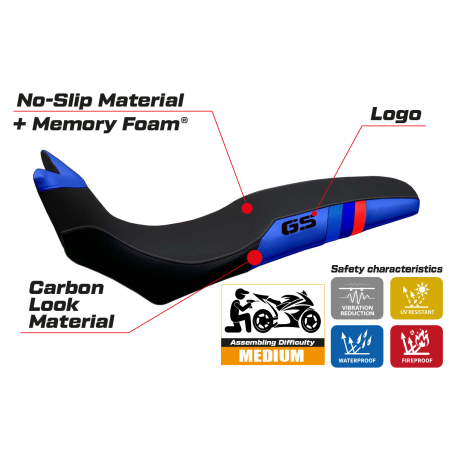 Seat cover compatible BMW F 700/800 GS (08-18) Barone Anniversary comfort system model