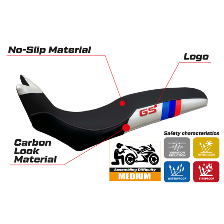 Housse de selle compatible BMW F 700/800 GS (08-18) modèle Barone Anniversary
