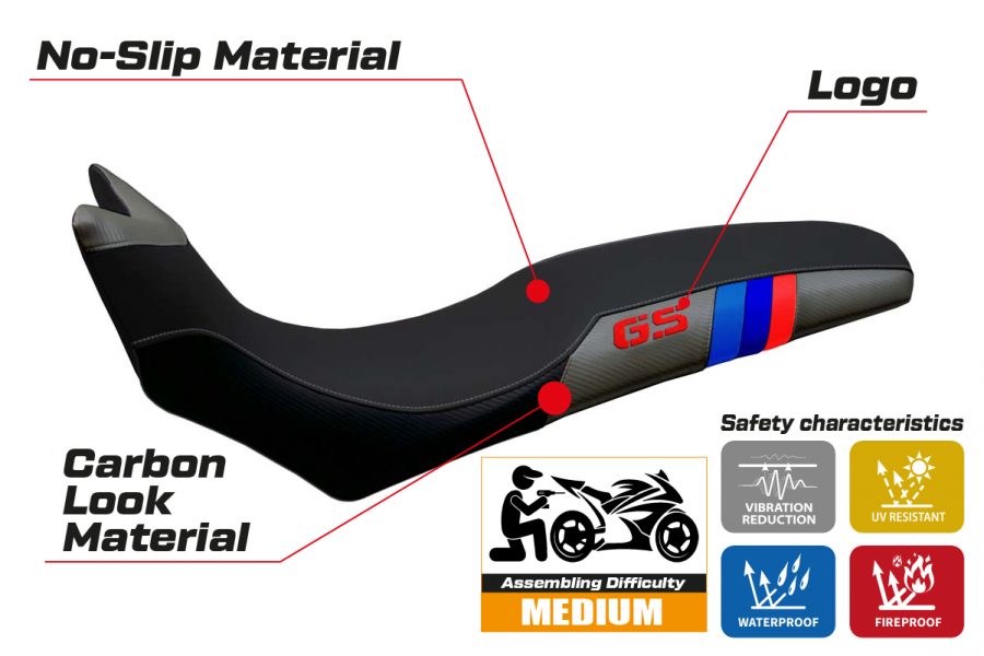 Housse de selle compatible BMW F 700/800 GS (08-18) modèle Barone Anniversary