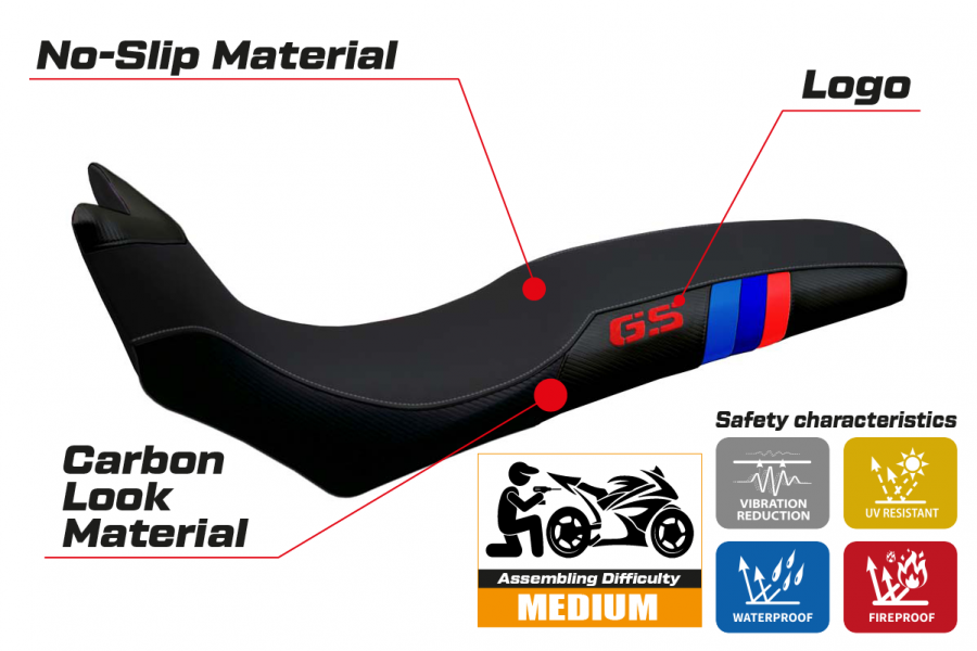 Funda de asiento compatible con BMW F 700/800 GS (08-18) modelo Barone Anniversary