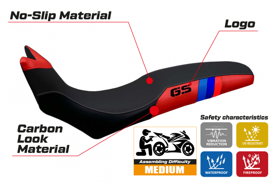 Funda de asiento compatible con BMW F 700/800 GS (08-18) modelo Barone Anniversary