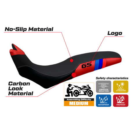 Funda de asiento compatible con BMW F 700/800 GS (08-18) modelo Barone Anniversary