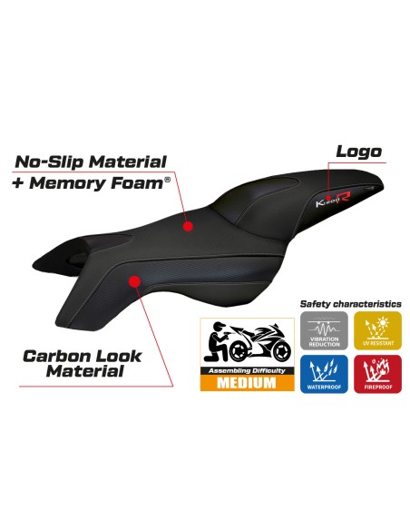 Funda de asiento compatible BMW K 1200 R (05-08) modelo Boston