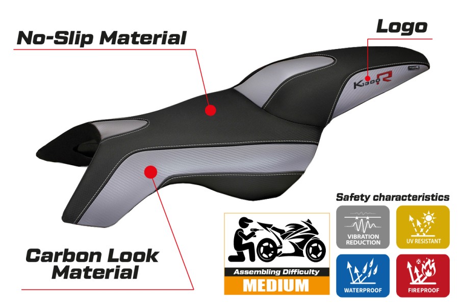 Funda de asiento compatible BMW K 1300 R (09-16) modelo Boston