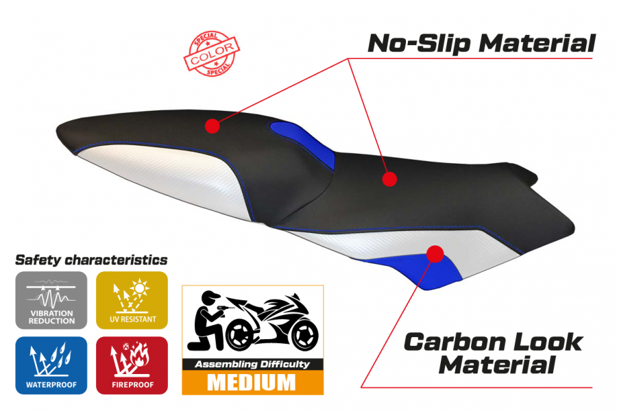 Housse de selle compatible BMW K 1200 S (04-08) modèle Lariano special color
