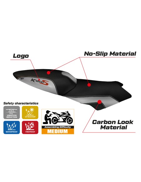 Funda de asiento compatible BMW K 1200 S (04-08) modelo Lariano 2