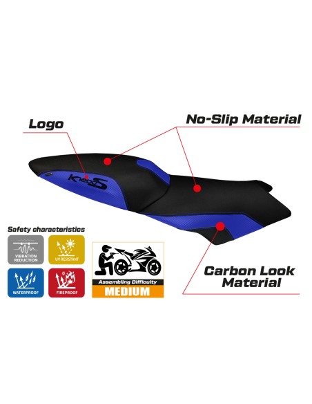 Funda de asiento compatible BMW K 1200 S (04-08) modelo Lariano 2