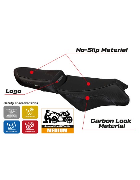 Funda de asiento compatible BMW K 1300 GT (09-11) modelo Anapa 1 comfort system