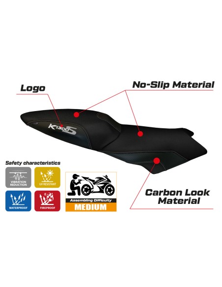 Funda de asiento compatible BMW K 1300 S (09-16) modelo Lariano 2