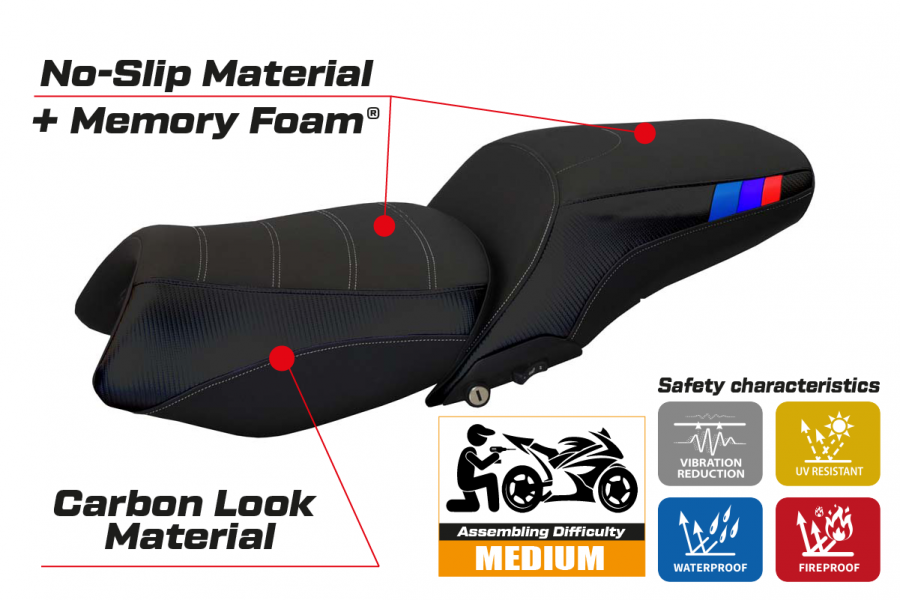 Funda de asiento compatible BMW K 1600 GT (10-22) modelo Tropea Anniversary TB comfort system