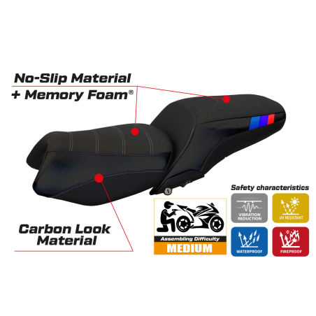 Seat cover compatible BMW K 1600 GT (10-22) Tropea Anniversary T.B. comfort system model