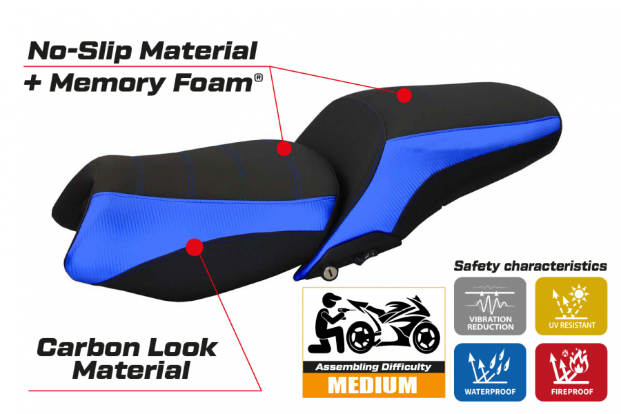 Housse de selle compatible BMW K 1600 GT (10-22) modèle Tropea Color comfort system