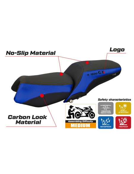 Funda de asiento compatible BMW K 1600 GT (10-22) modelo Tropea Color